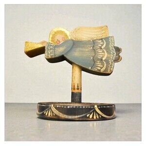 Iowa hand Made wooden angel figurine ornament Christmas decoration Candel